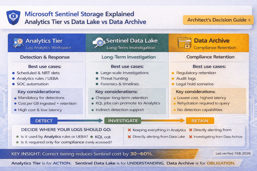 Microsoft Sentinel Storage Explained: Analytics Tier vs Data Lake vs Data&nbsp;Archive